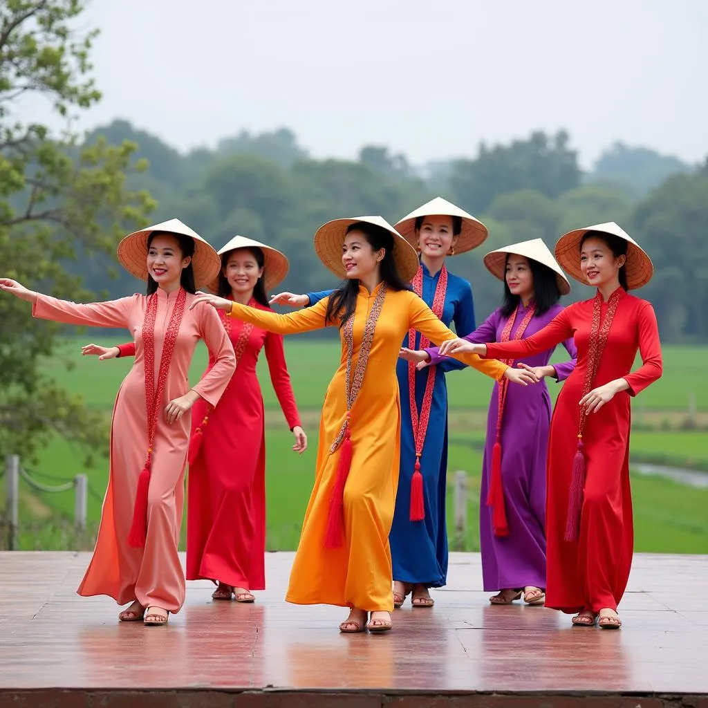 Traditional Vietnamese Non La dance performance