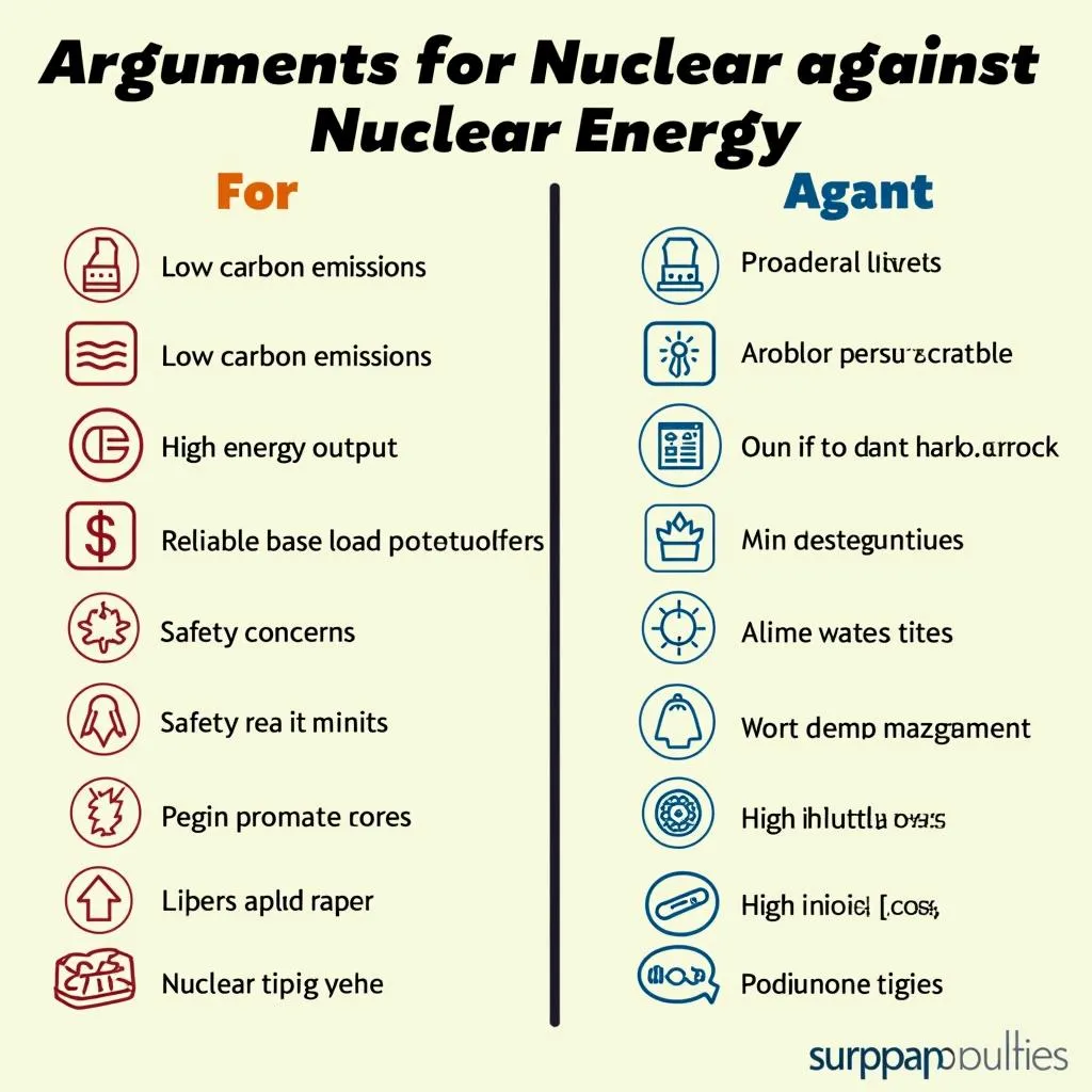 Infographic comparing pros and cons of nuclear energy