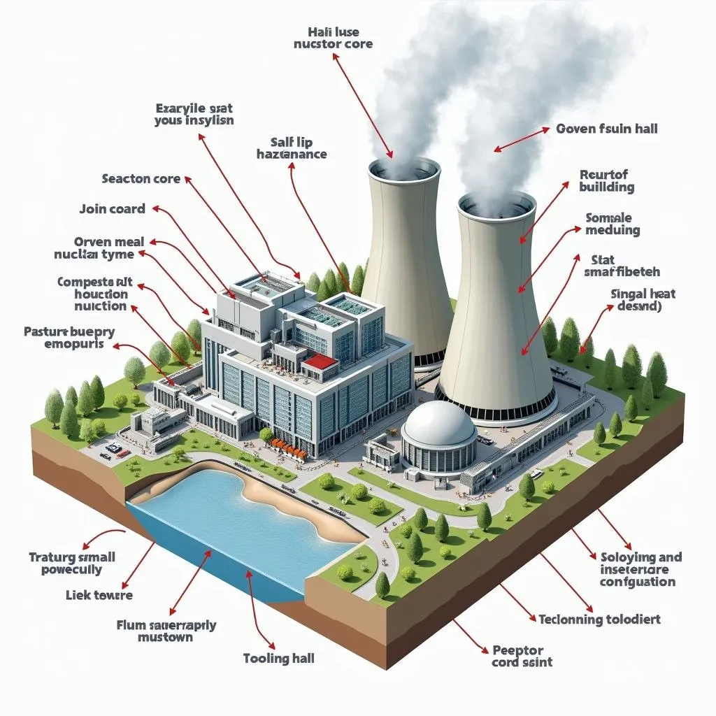 Illustration of a modern nuclear power plant