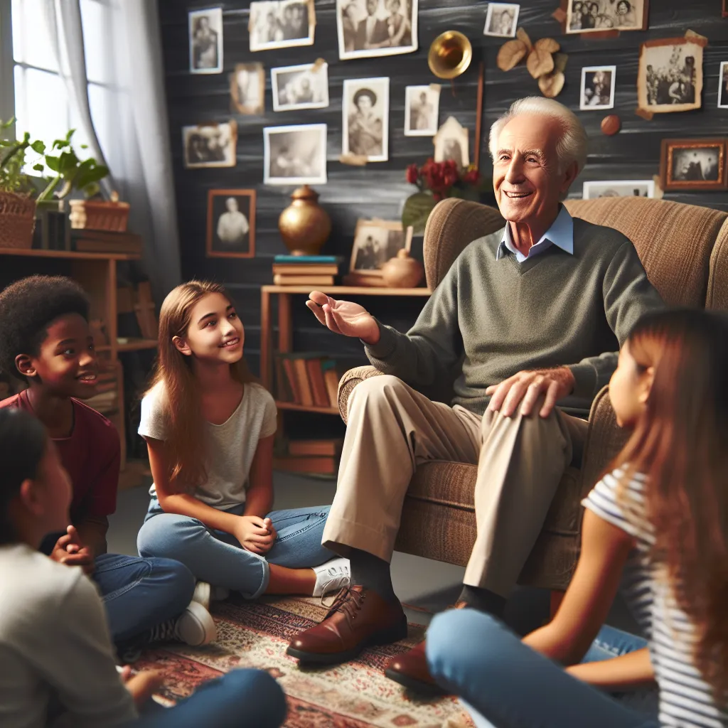 Elderly man sharing stories