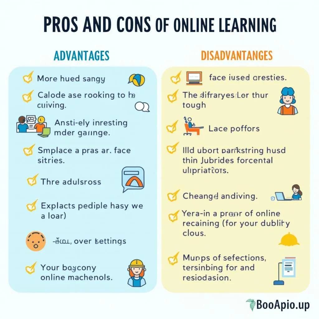 Advantages and disadvantages of online learning infographic