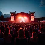 Outdoor concert with a large crowd