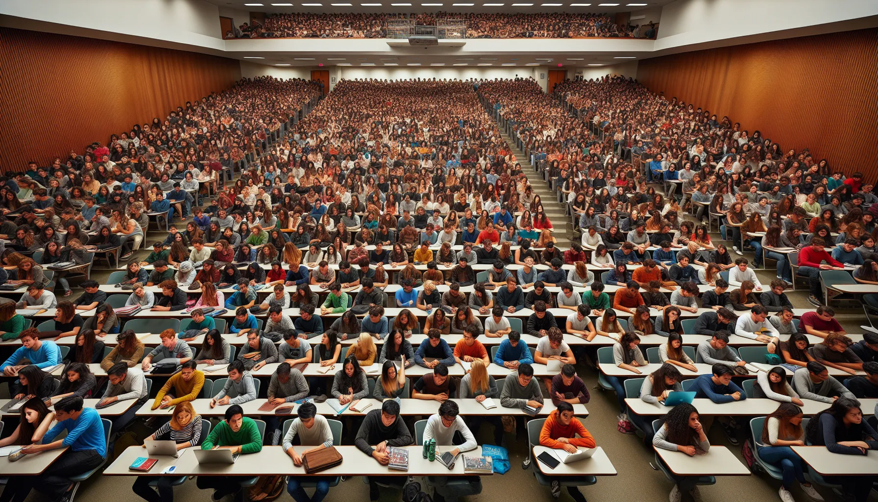 Overcrowded University Classroom