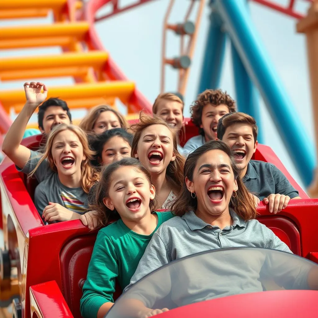 People enjoying an exciting experience at a theme park