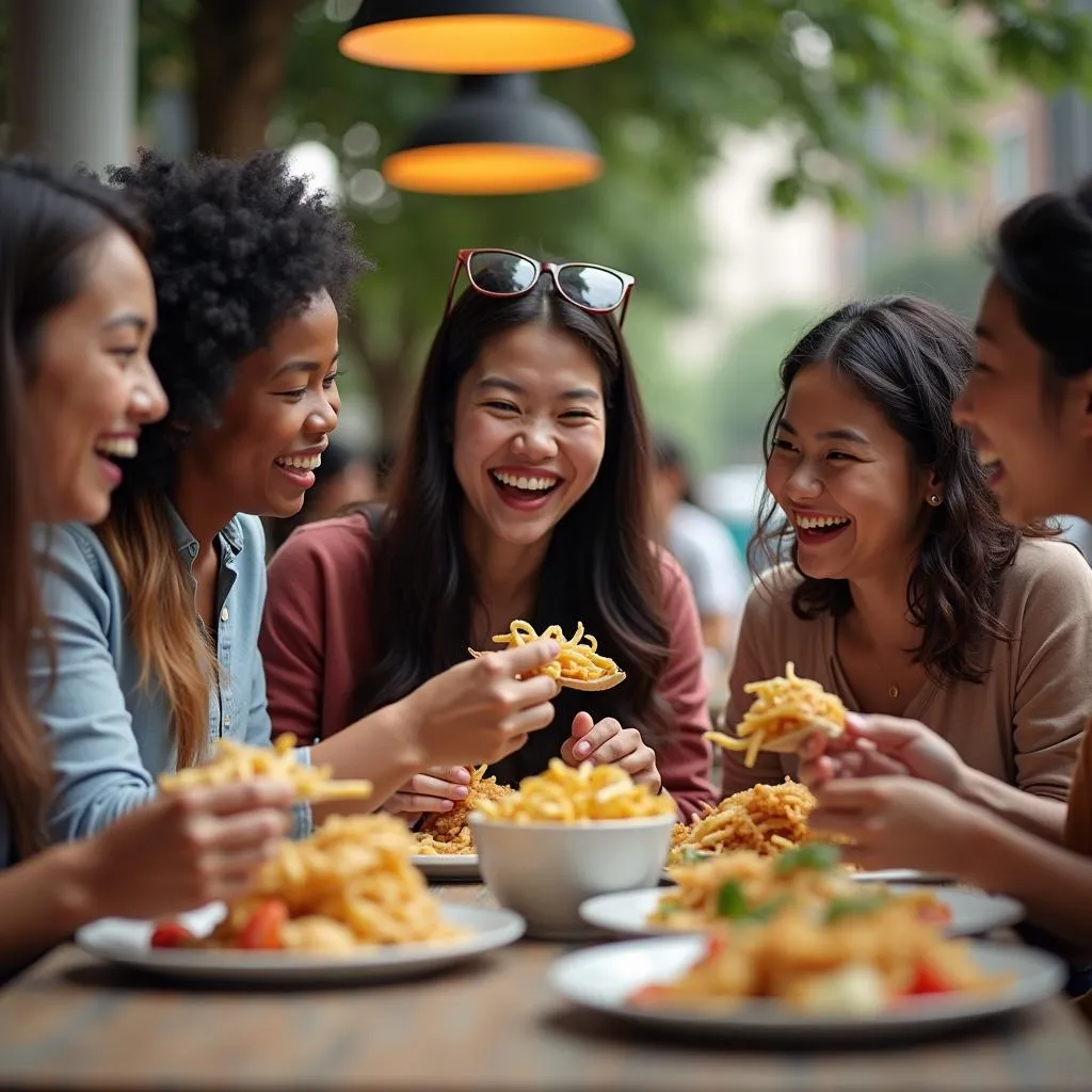 People enjoying global and local products