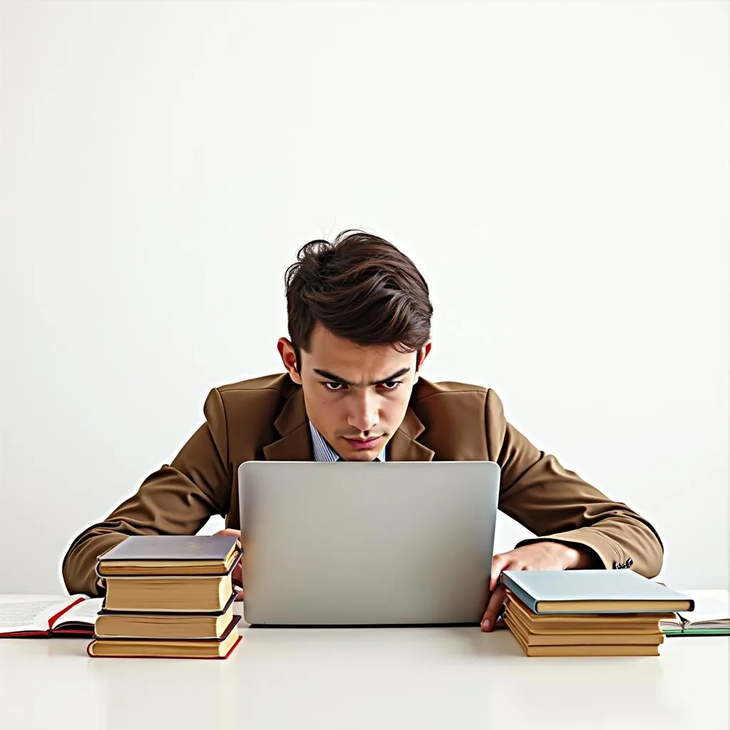 Person getting down to work at desk