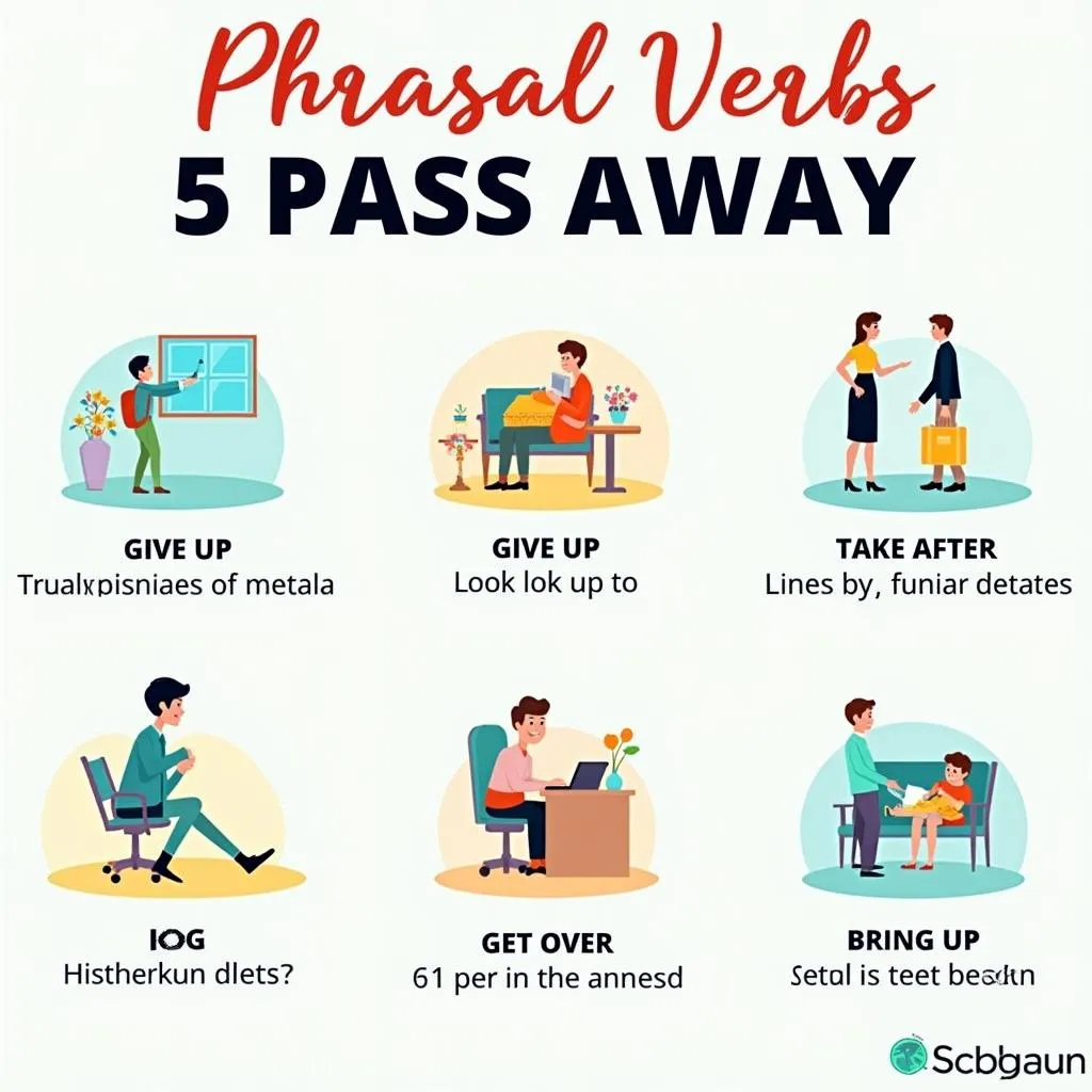 Infographic showing phrasal verbs related to 'pass away'