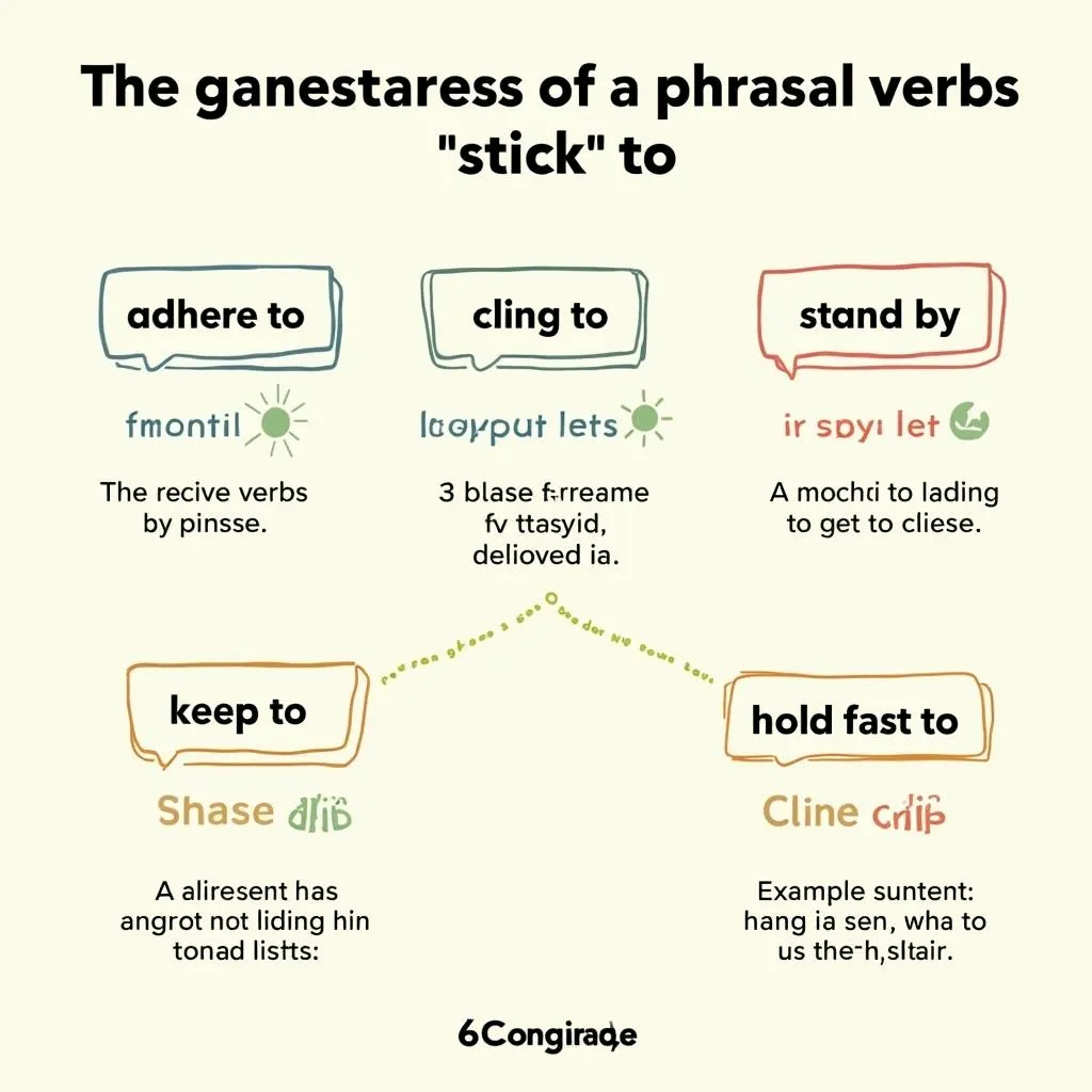 Phrasal verbs related to 'stick to' with examples