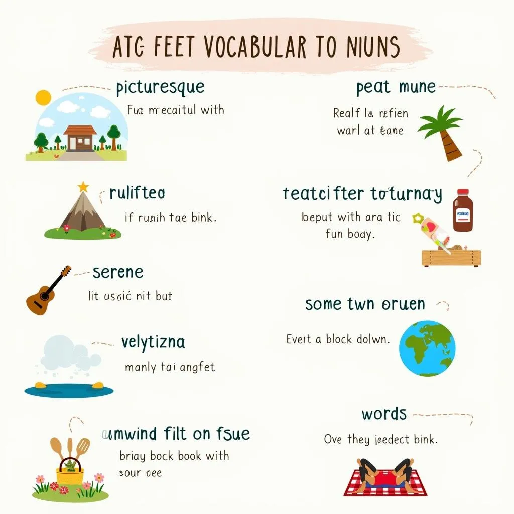 Visual representation of picnic-related vocabulary