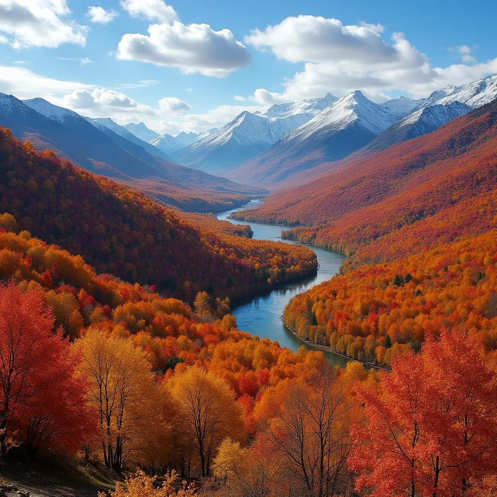 Picturesque autumn landscape with colorful foliage