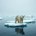 Polar bear on melting ice