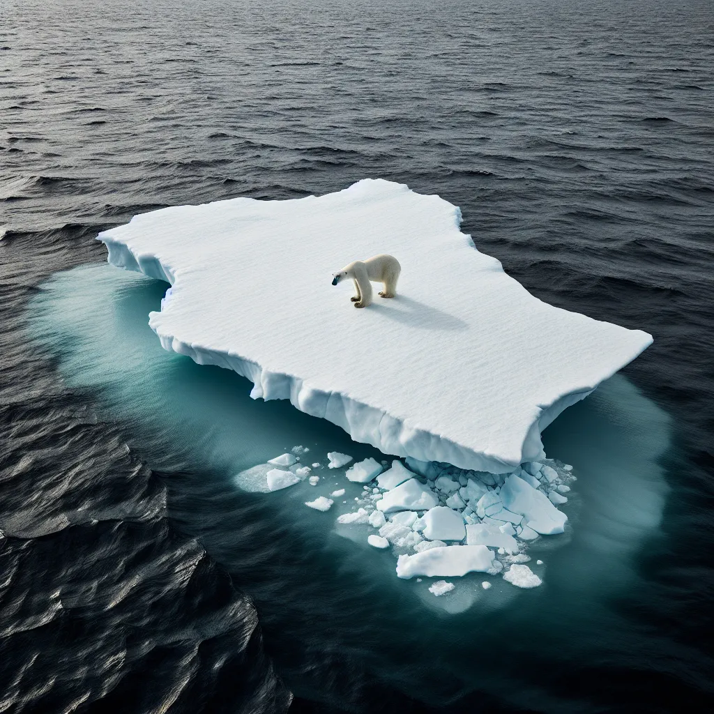 Polar bear on melting ice