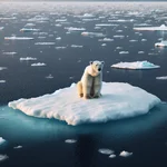 Polar bear on melting ice