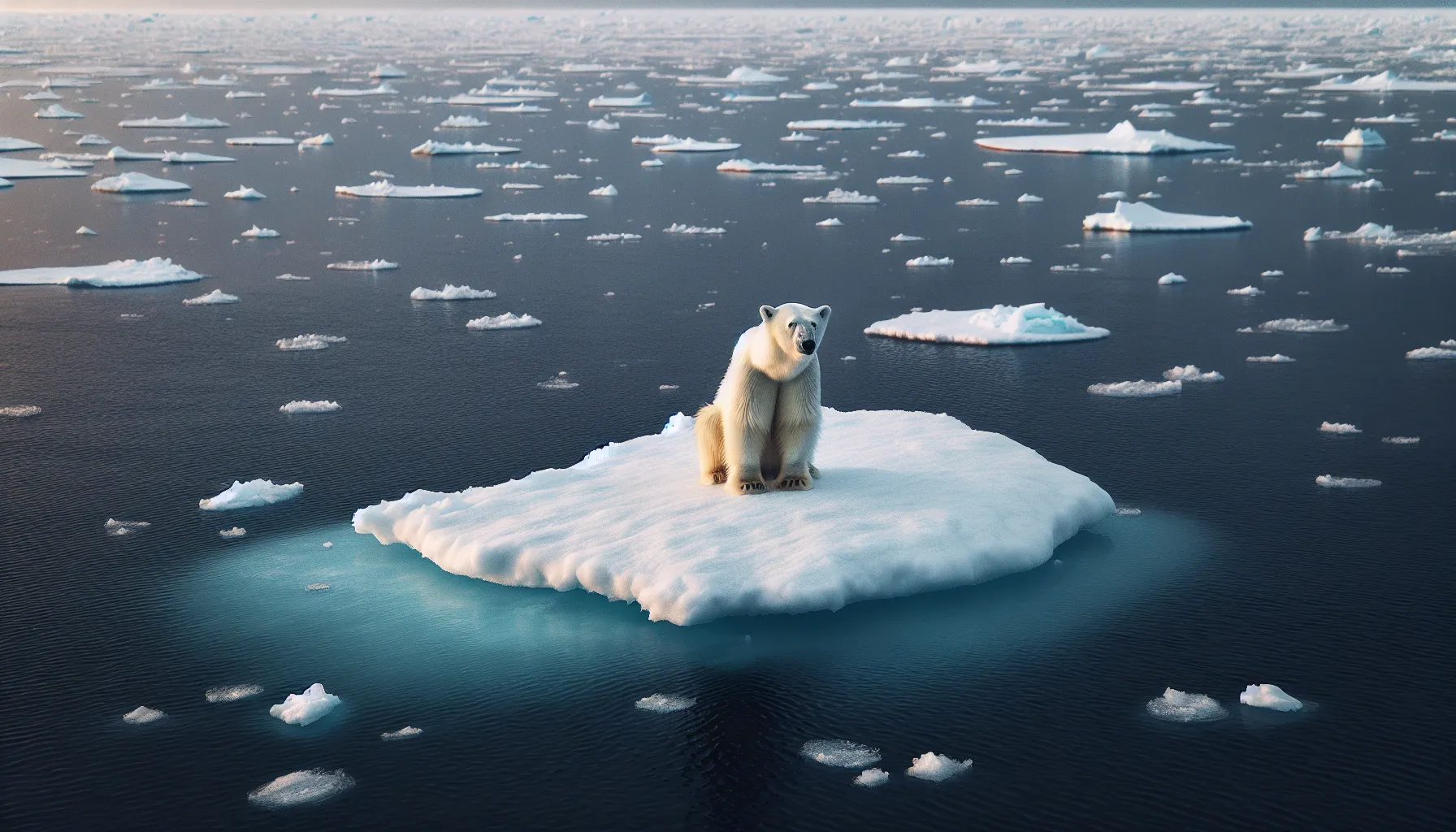 Polar bear on melting ice