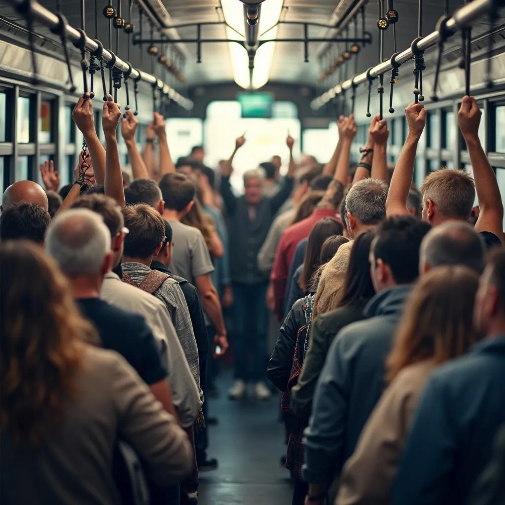 People using public transport