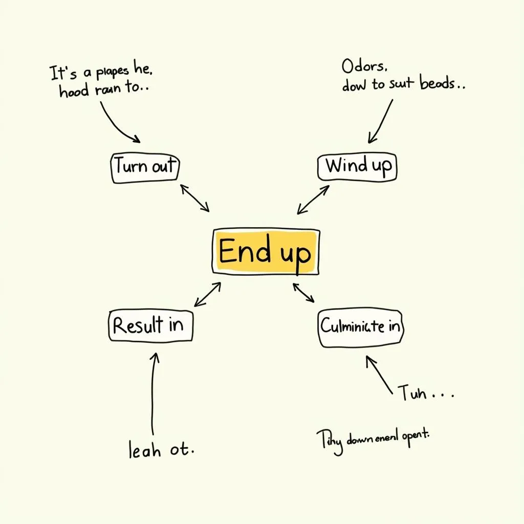 Related phrasal verbs to 'End up'