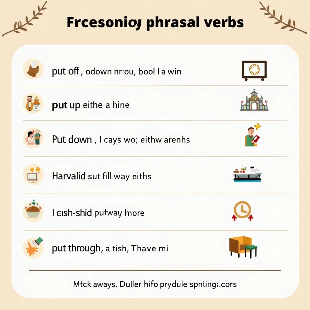 Chart of Related Phrasal Verbs