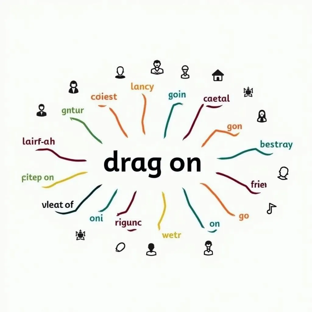 Related phrasal verbs to 'drag on'