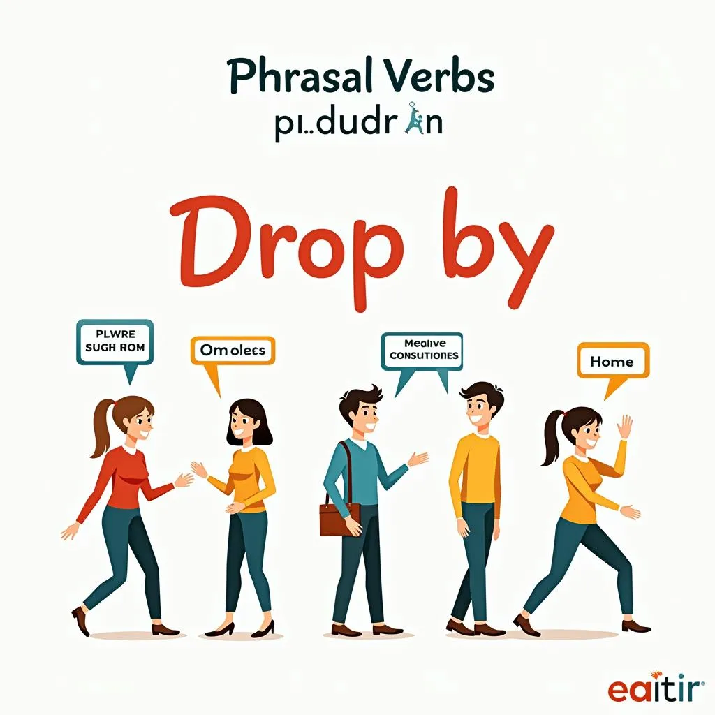 Visual representation of phrasal verbs related to 'drop by'