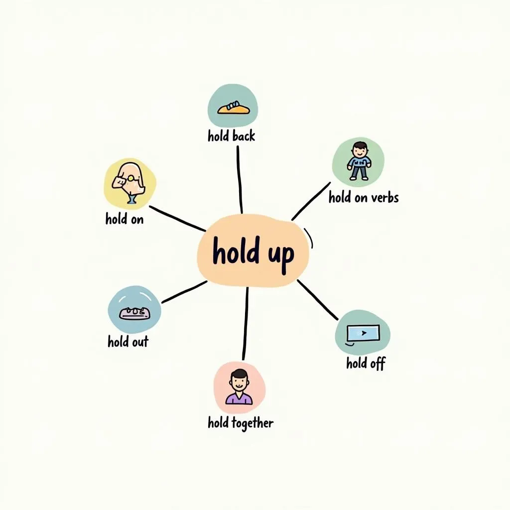 Related phrasal verbs to 'hold up'