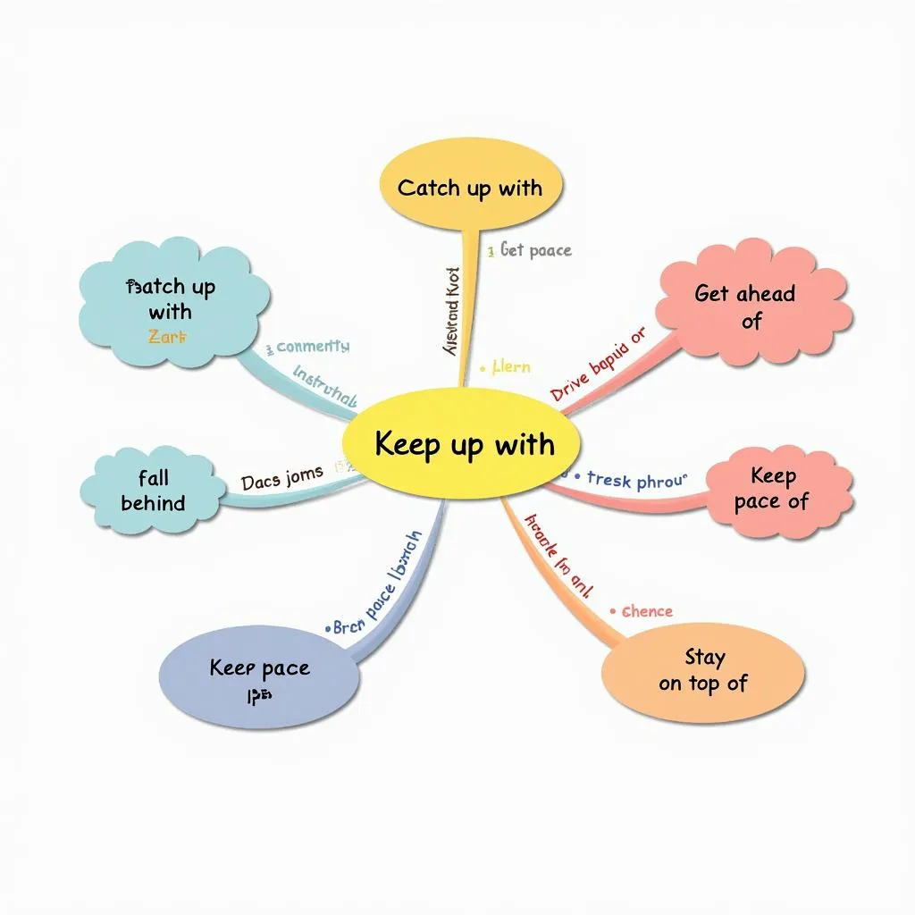 Infographic of phrasal verbs related to 'Keep up with'