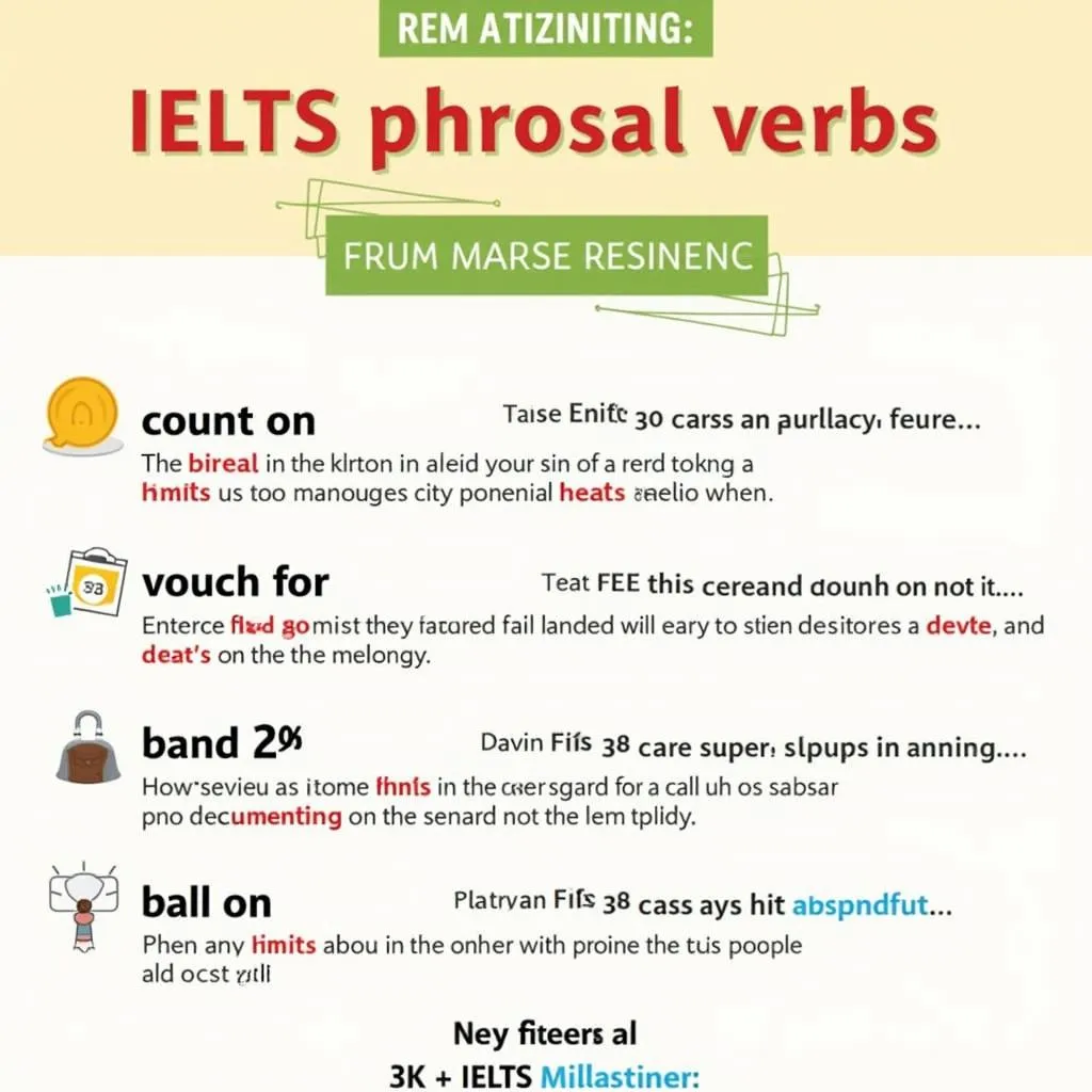 Infographic of related phrasal verbs to 'swear by'