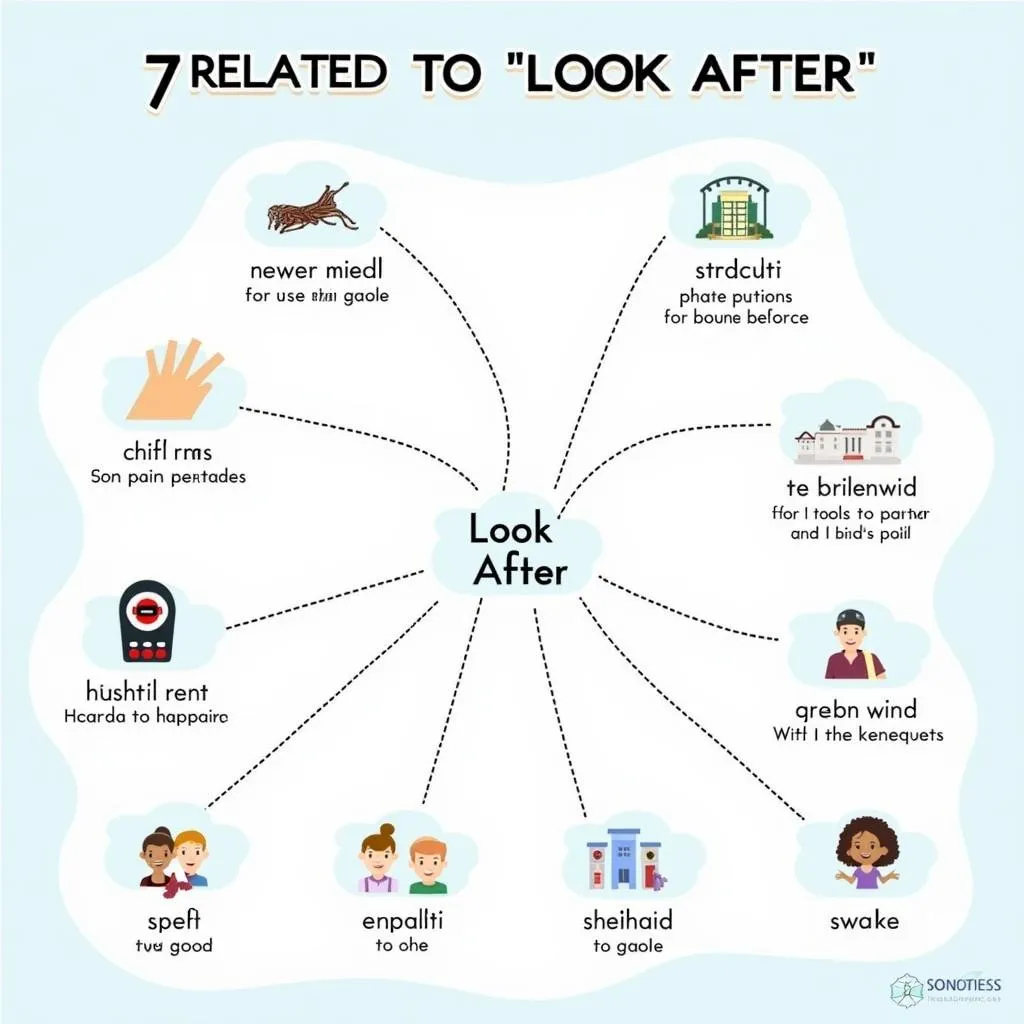 Related phrasal verbs to 'look after'