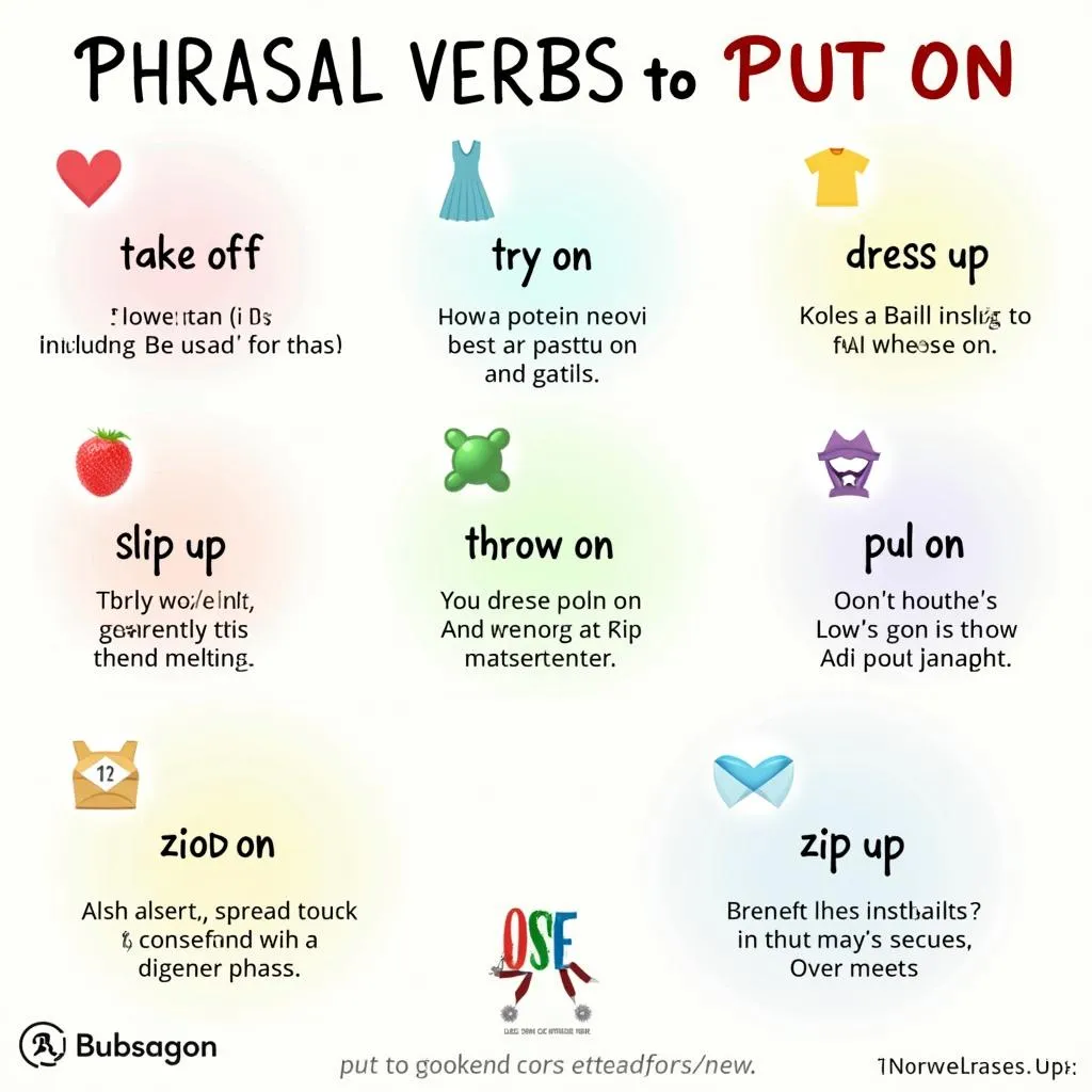 Related phrasal verbs to 'put on'