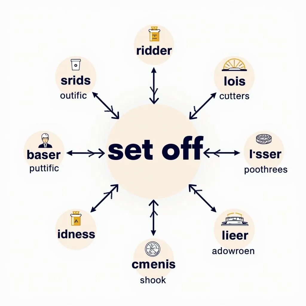 Illustration of related phrasal verbs to 'set off'