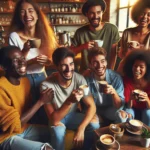 Friends relaxing in a cozy cafe