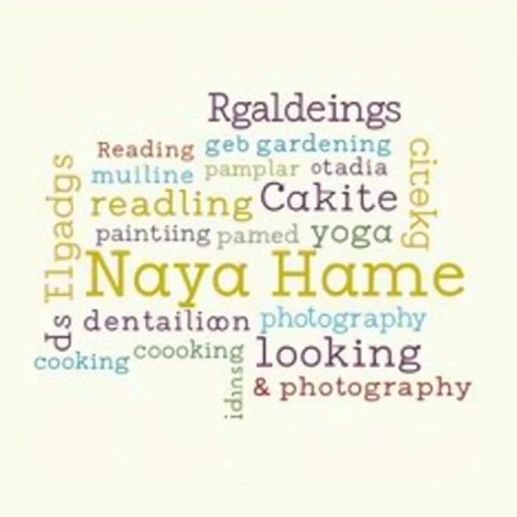 Word cloud of relaxing hobbies