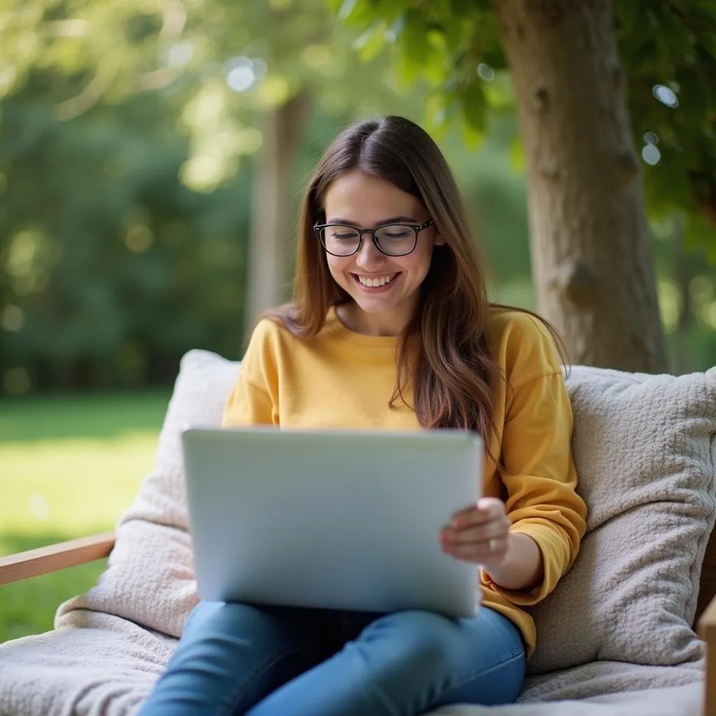 Student enjoying flexibility of online learning