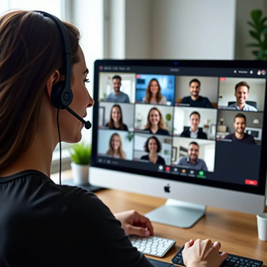 Remote worker video conferencing with team