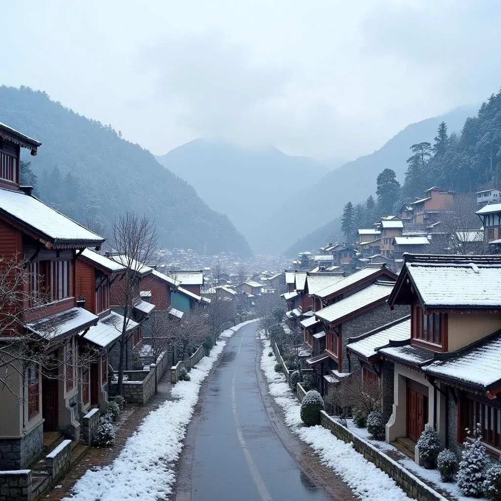 Sapa town in winter