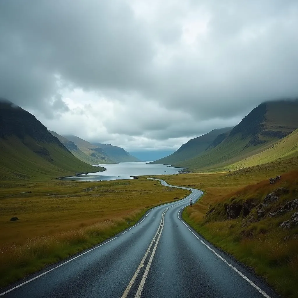 Scenic road trip through Scottish Highlands