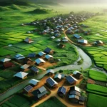 Solar panels powering rural village