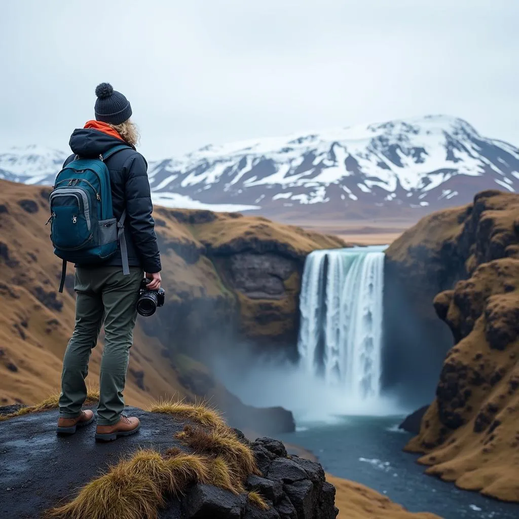 Solo traveler exploring Iceland's breathtaking landscapes