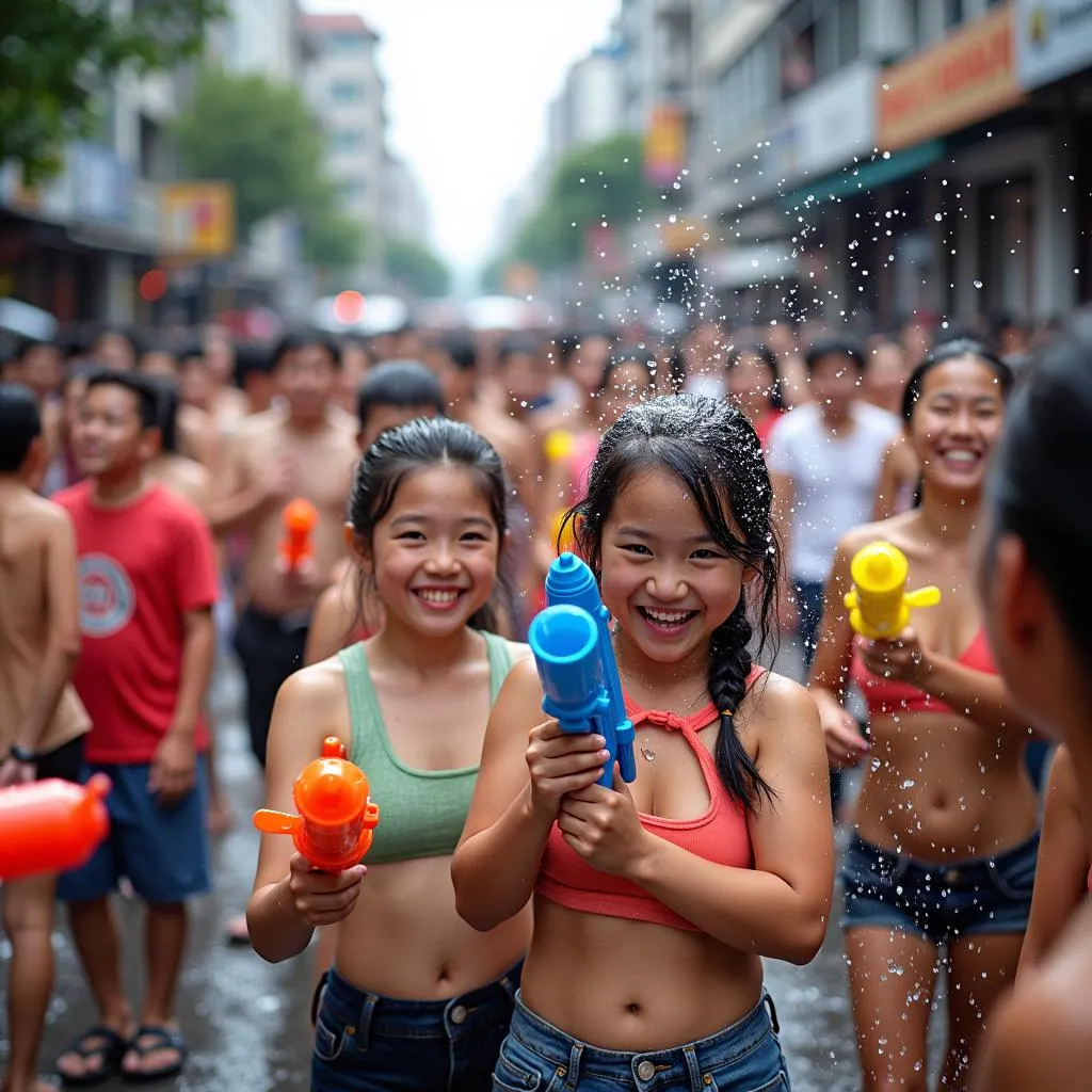 Songkran Festival water splashing in Thailand