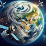 Space satellites monitoring Earth