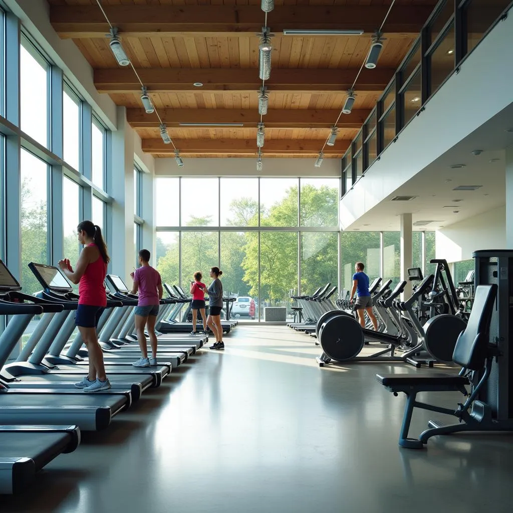 Modern sports complex workout area