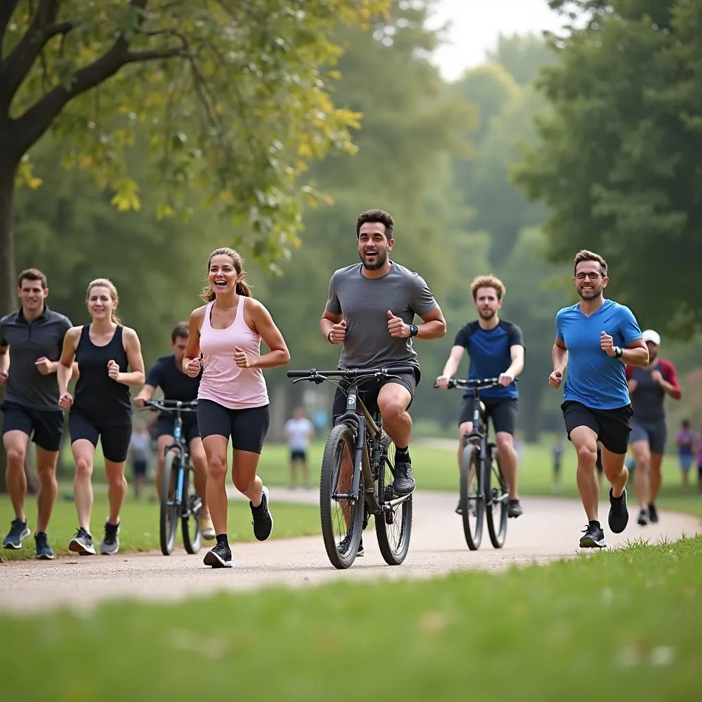 Group of people exercising together