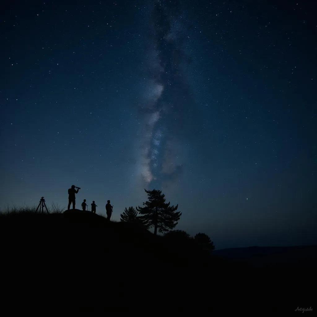 Secluded hilltop stargazing spot with dark sky