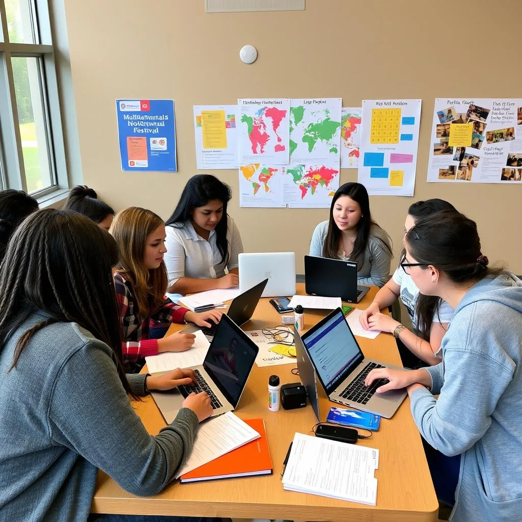 Student organizers planning a cultural festival