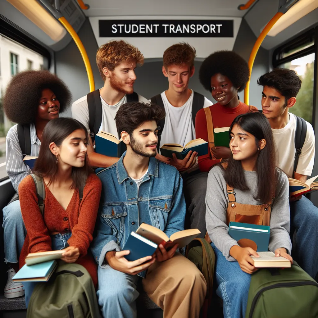 Students using public transport