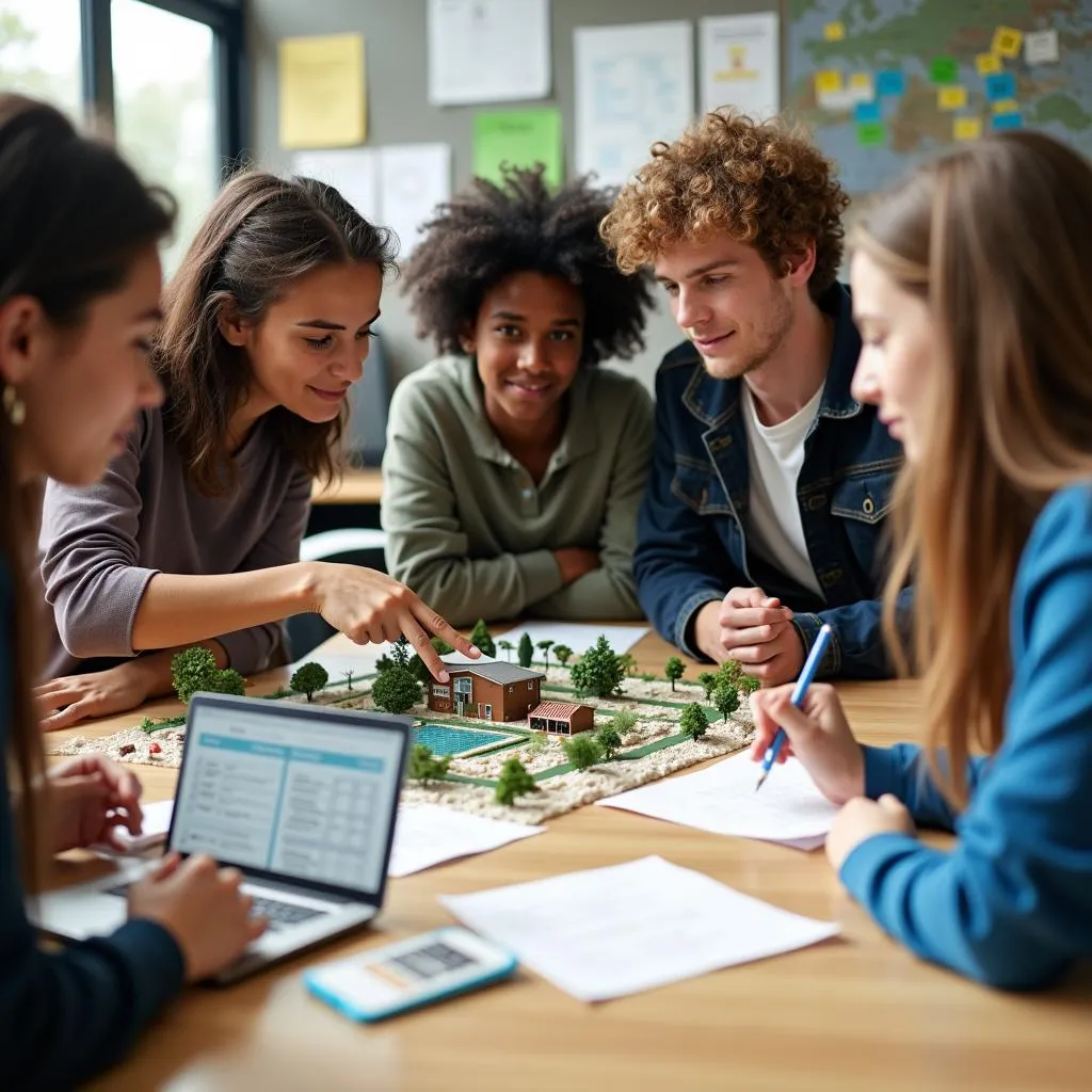 Students collaborating on a school project