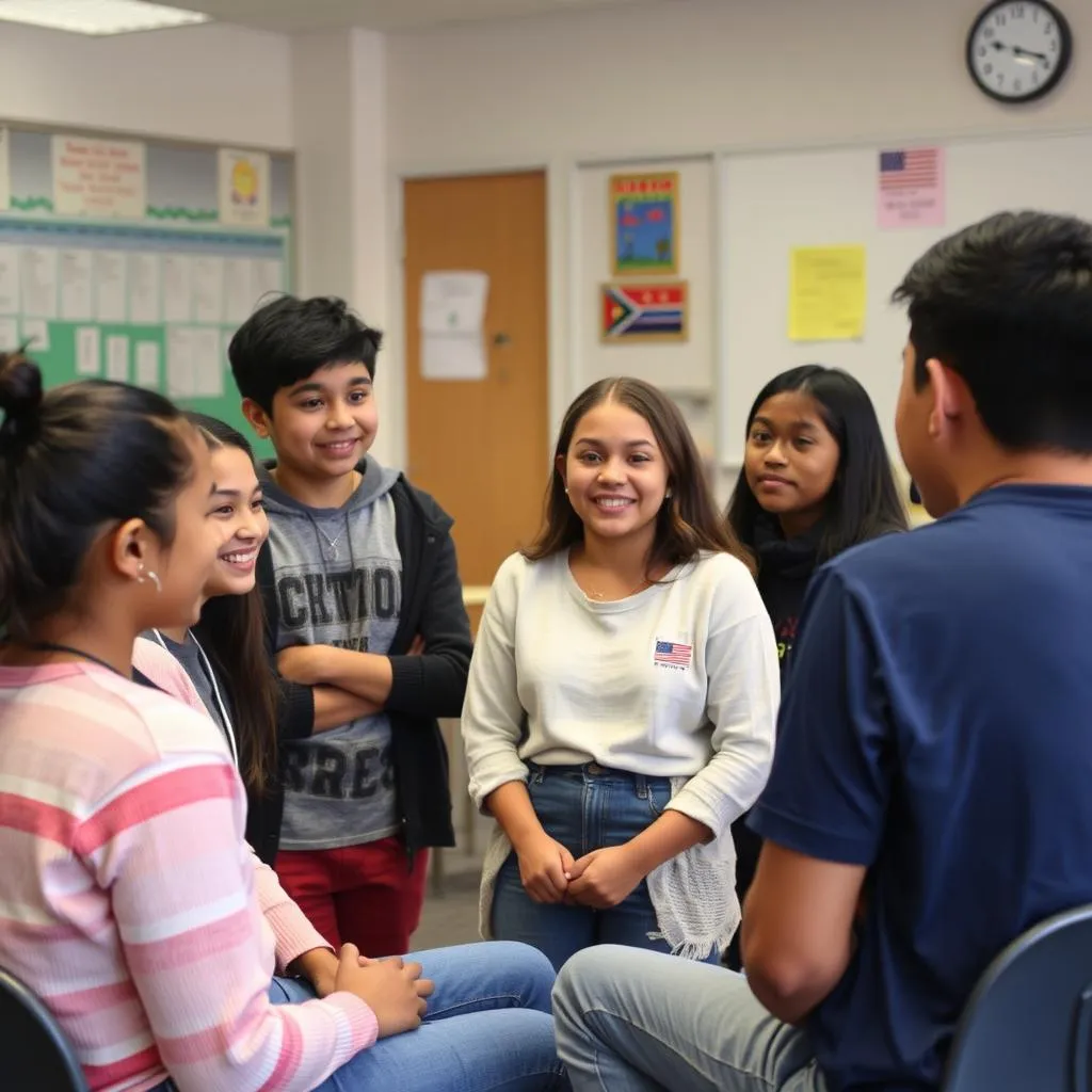 Students discussing cultural differences