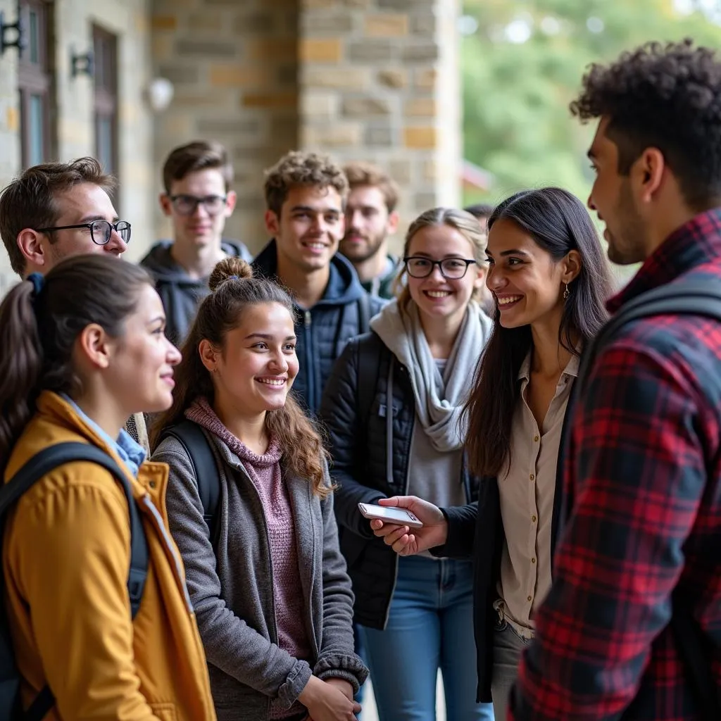 Students discussing a historical event