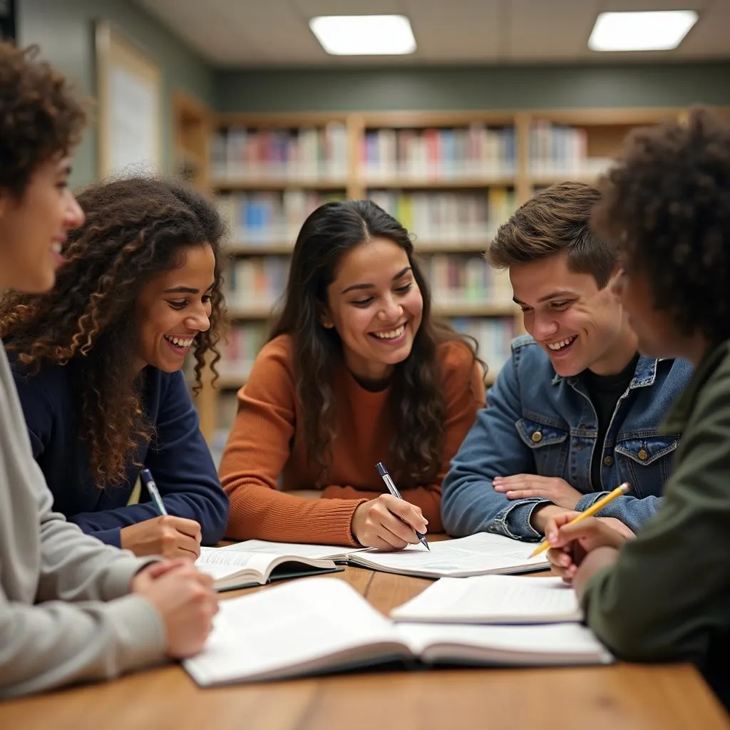 Students collaborating on a group project