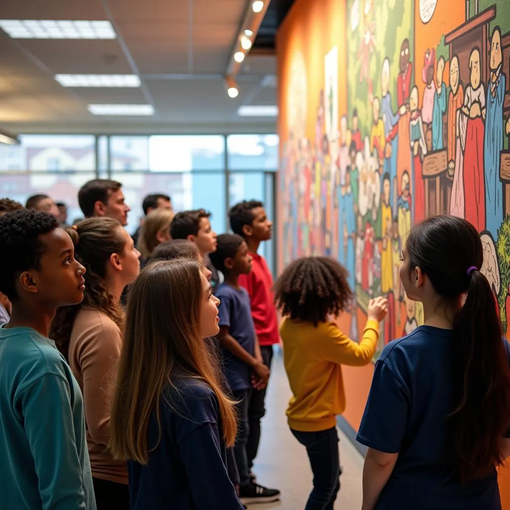 Students Observing Art Installation