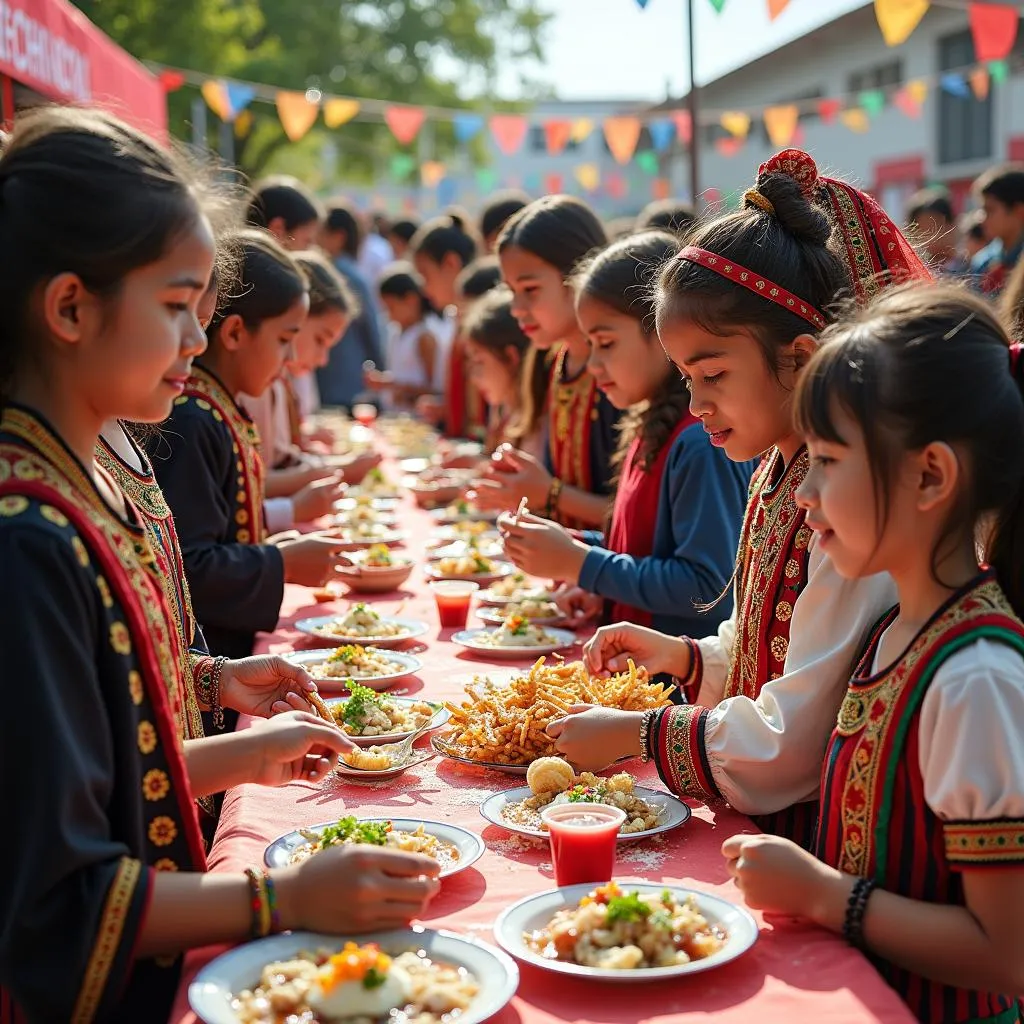 Students participating in a cultural festival